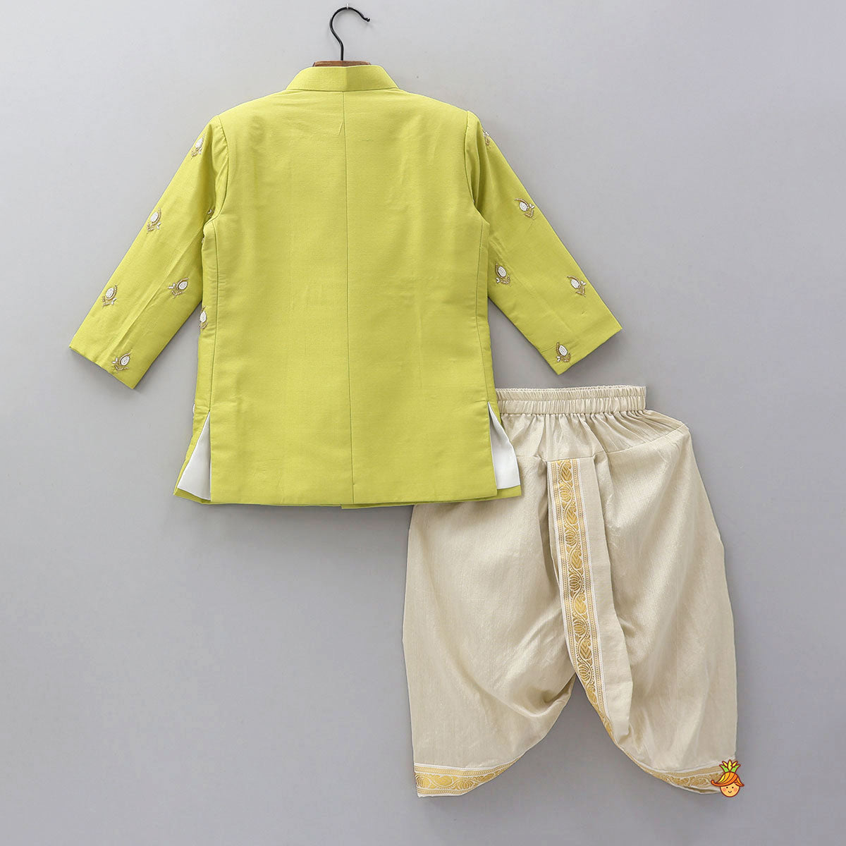 Pre Order: Hand Embroidered Sherwani And Dhoti