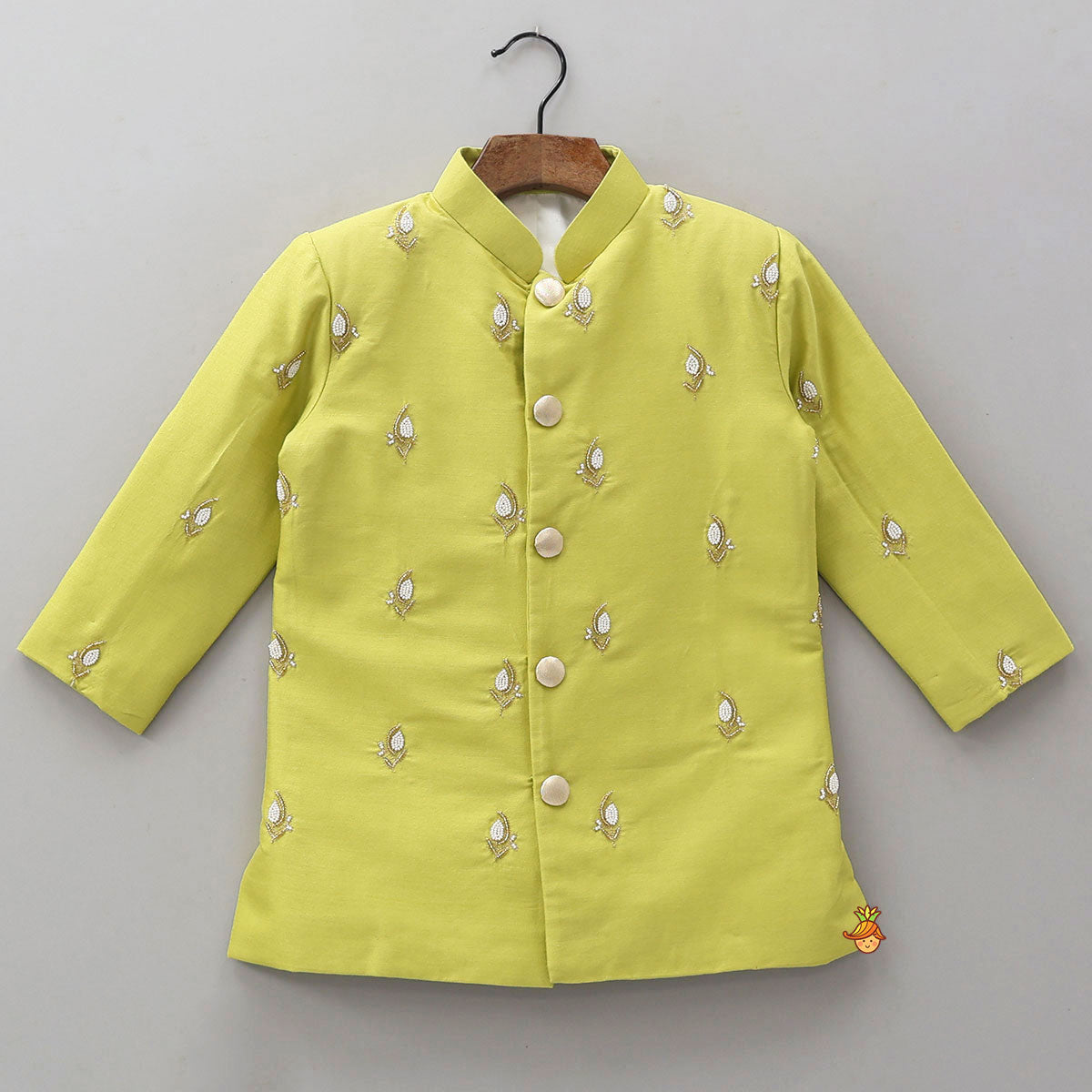 Pre Order: Hand Embroidered Sherwani And Dhoti