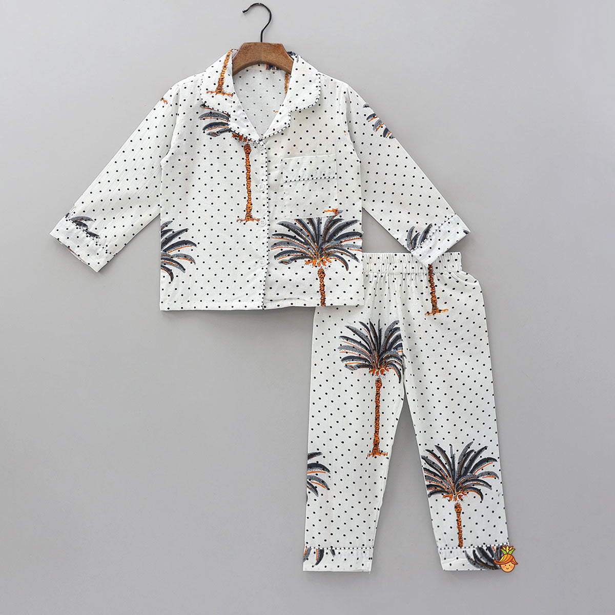 Pre Order: Polka Dots Printed Cotton Sleepwear