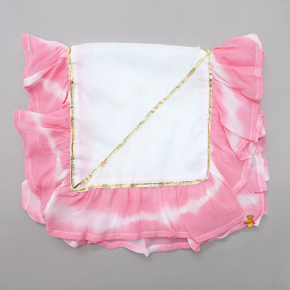 Tie Dye Wrap Style Crop Top With Palazzo And Dupatta