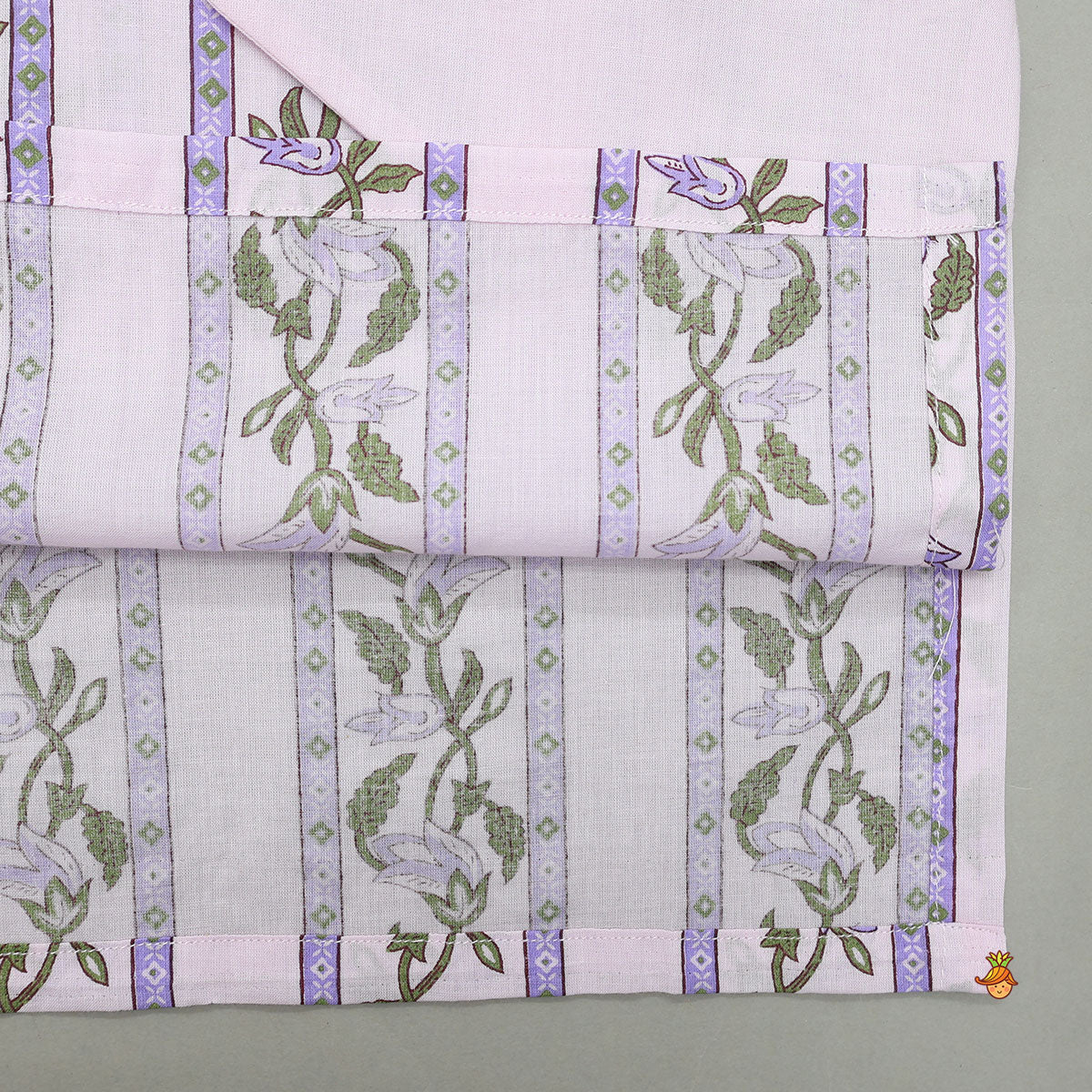 Floral Printed Flap Detail Ethnic Kurta And Pyjama