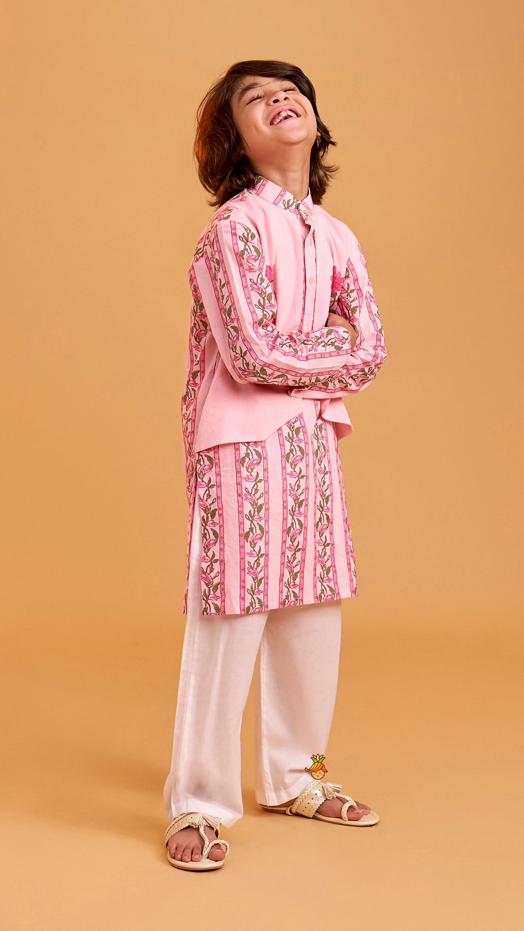Floral Printed Flap Detail Kurta And Pyjama
