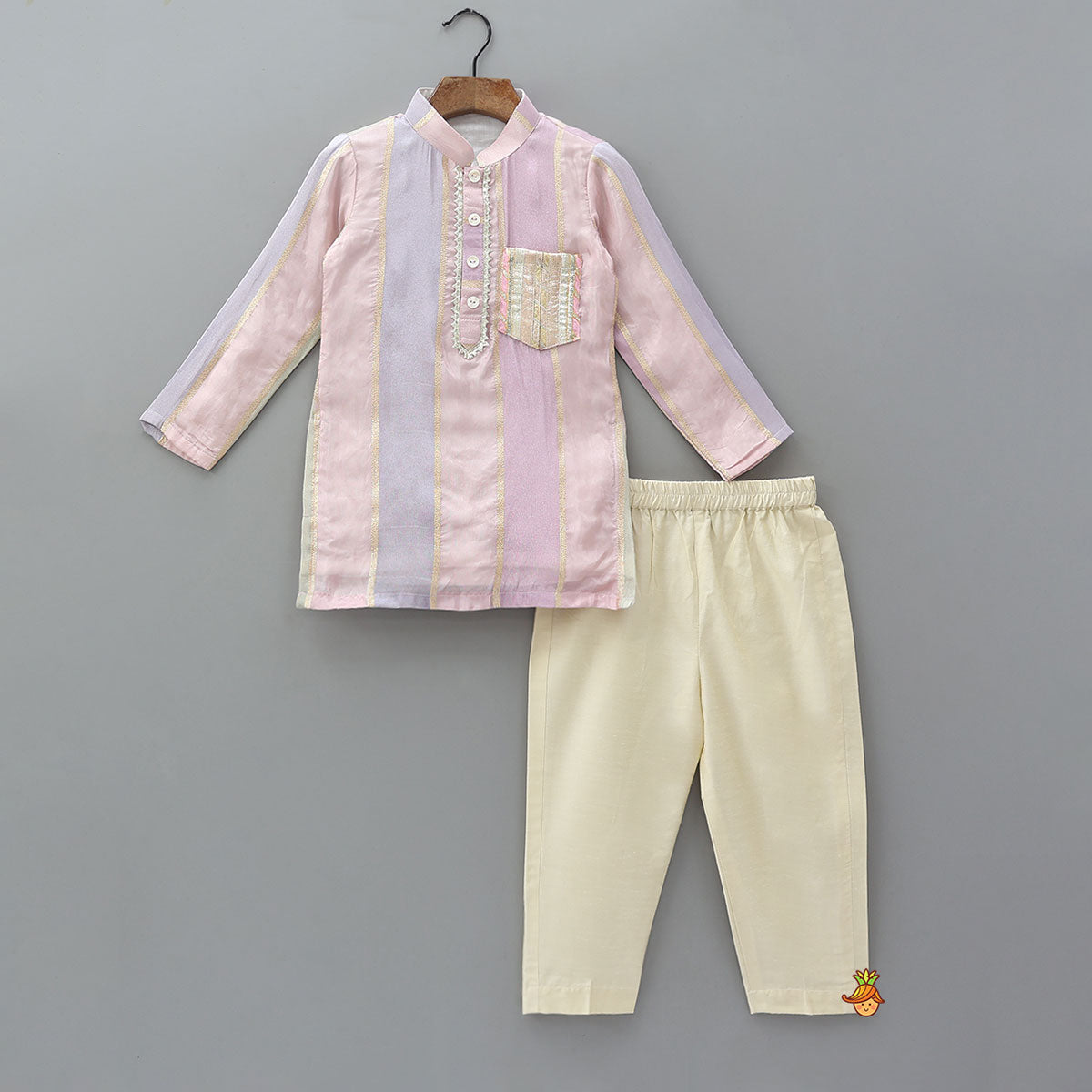 Pre Order: Lace Work Shimmery Kurta And Pyjama