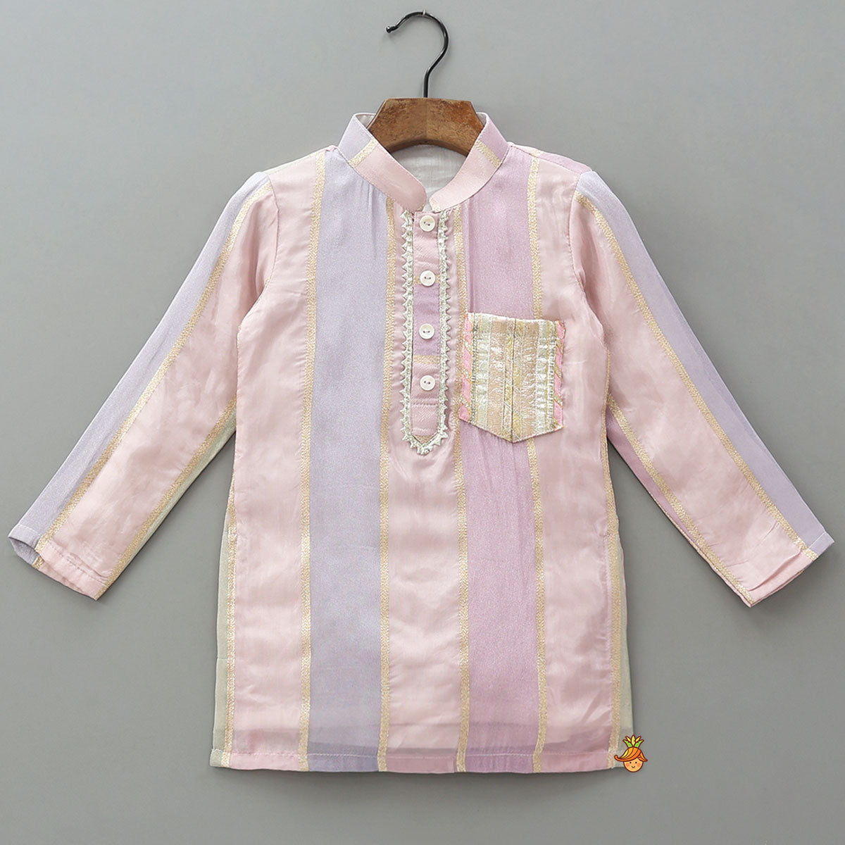 Pre Order: Lace Work Shimmery Kurta And Pyjama