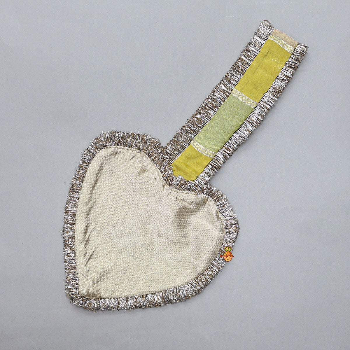 Pre Order: Mirror Work Top And Shimmery Lehenga With Detachable Dupatta And Heart Shaped Bag