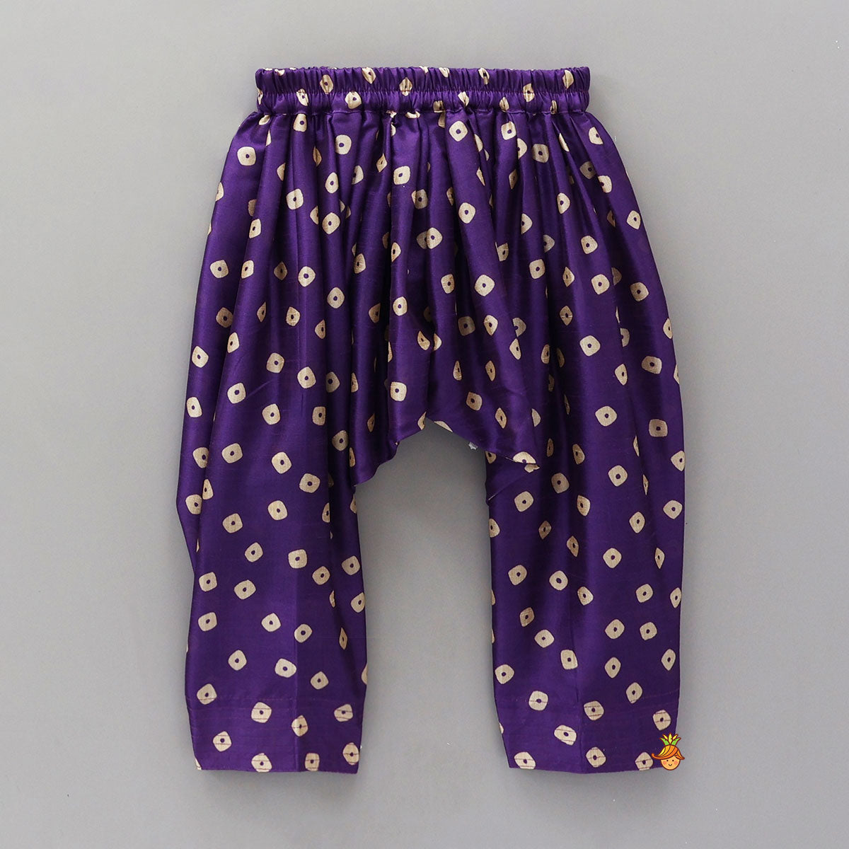 Bandhani Printed Kurti And Pleated Salwar With Matching Fringed Dupatta