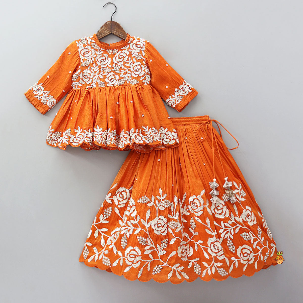 Pre Order: Gota Work Shimmery Kurti And Lehenga