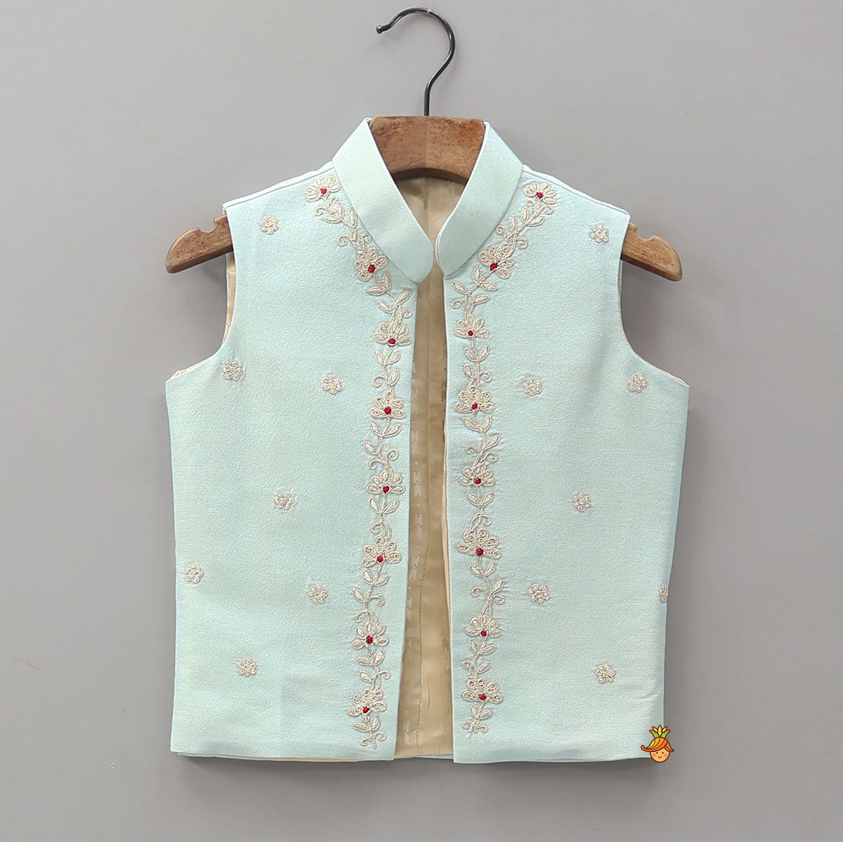 Pre Order: Shimmery Kurta With Open Jacket And Churidar