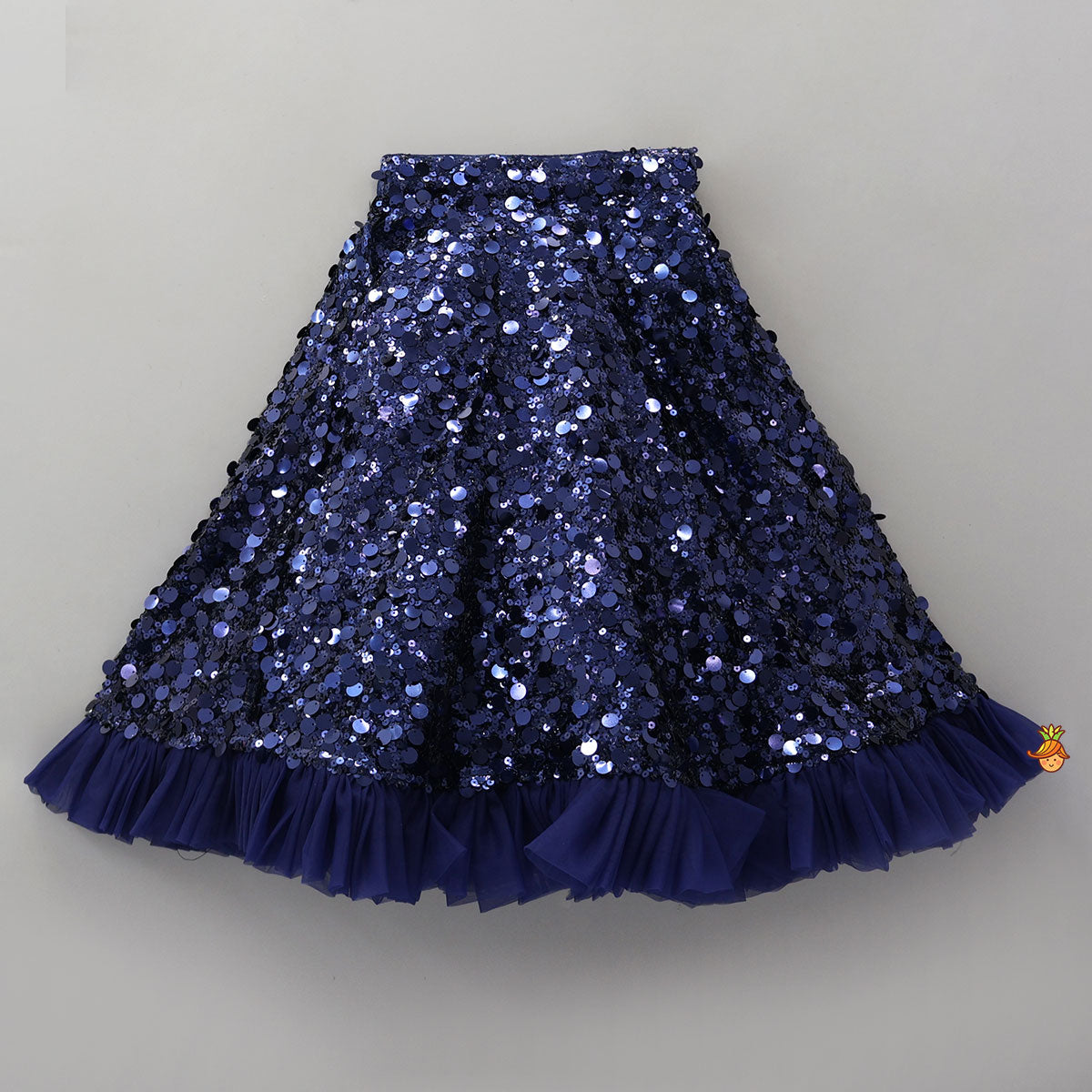 Pleated One Shoulder Crop Top And Gorgeous Sequined Lehenga