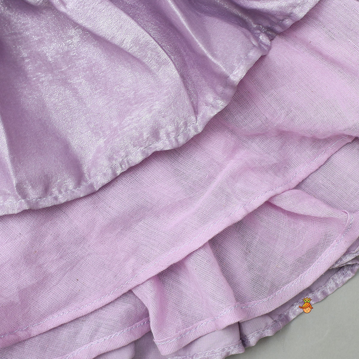 Hand Embroidered Shimmery Crop Top And Layered Lehenga