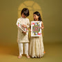 Faux Mirror Hand Work Shimmery Crop Top And Scalloped Lehenga With Matching Dupatta twinning model image 2