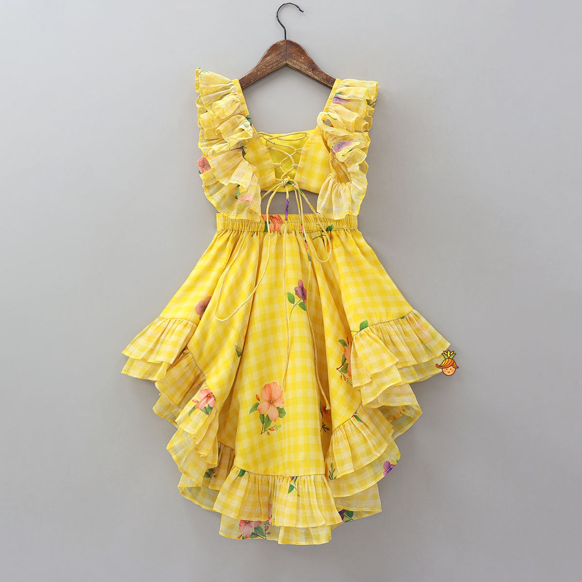 Pre Order: Floral Printed Criss Cross Knot Detail Crop Top And High Low Skirt With Hairband