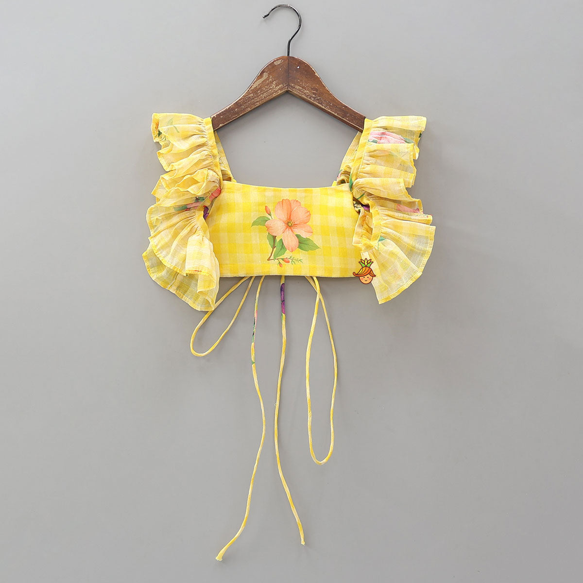 Pre Order: Floral Printed Criss Cross Knot Detail Crop Top And High Low Skirt With Hairband
