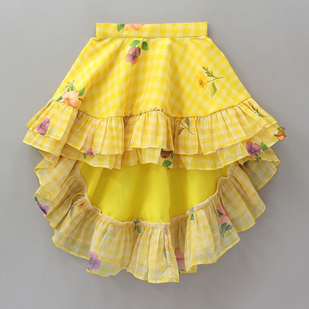 Pre Order: Floral Printed Criss Cross Knot Detail Crop Top And High Low Skirt With Hairband