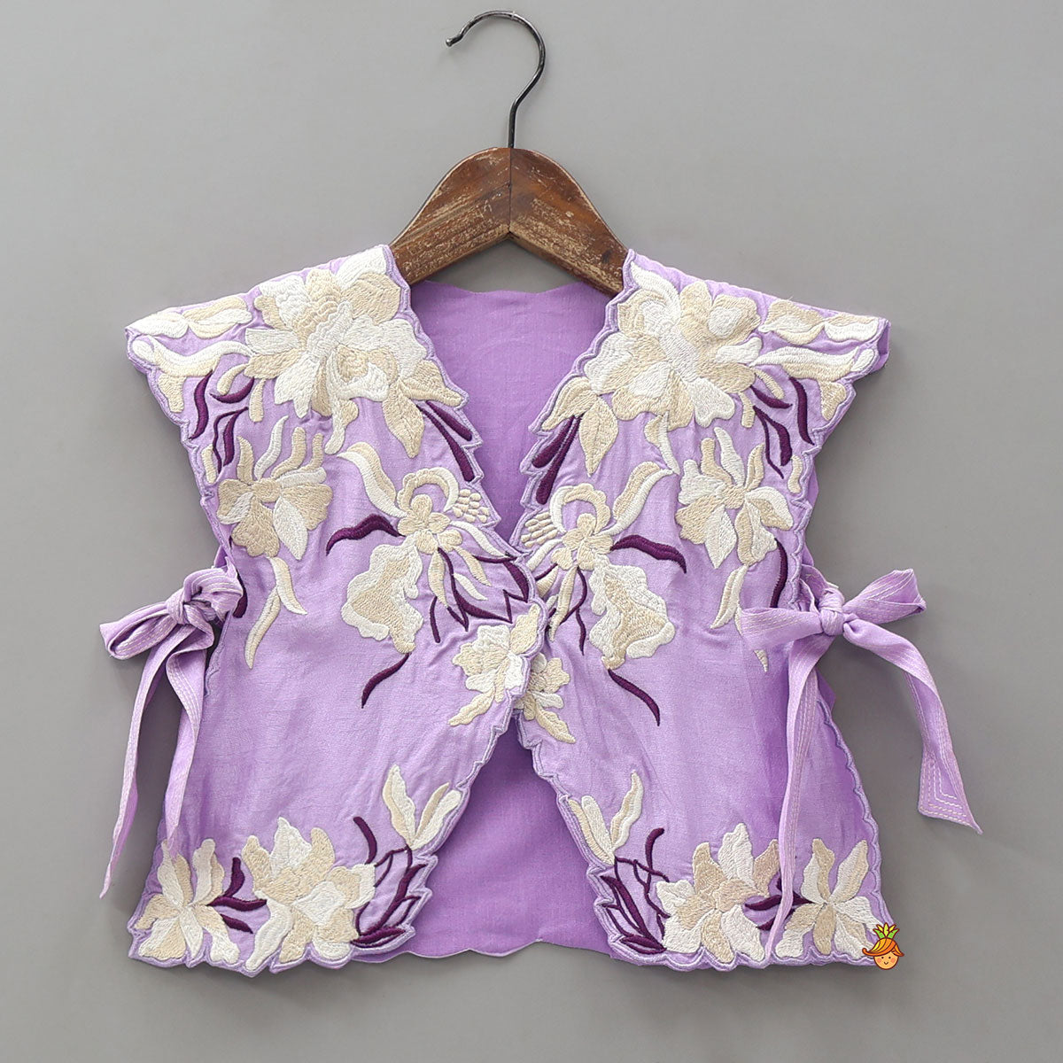 Top With Embroidered Side-Open Cape And Palazzo