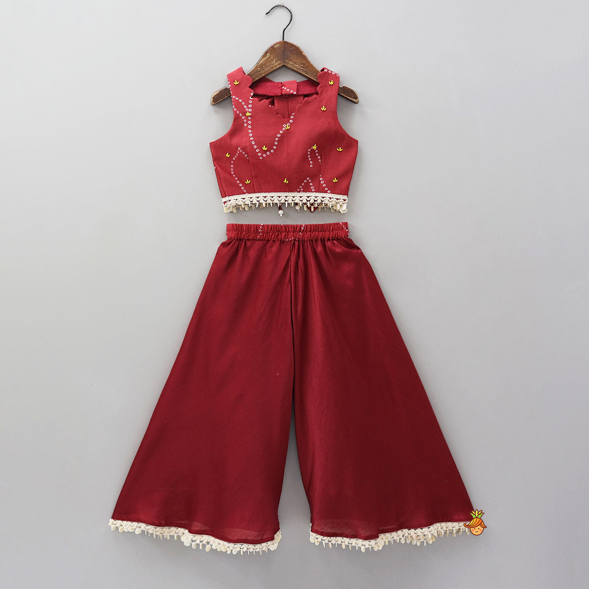 Pre Order: Bandhani Printed Crop Top And Palazzo