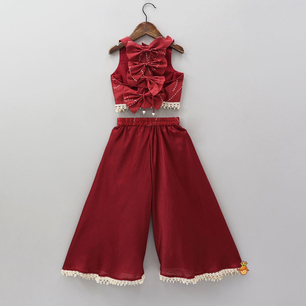 Pre Order: Bandhani Printed Crop Top And Palazzo