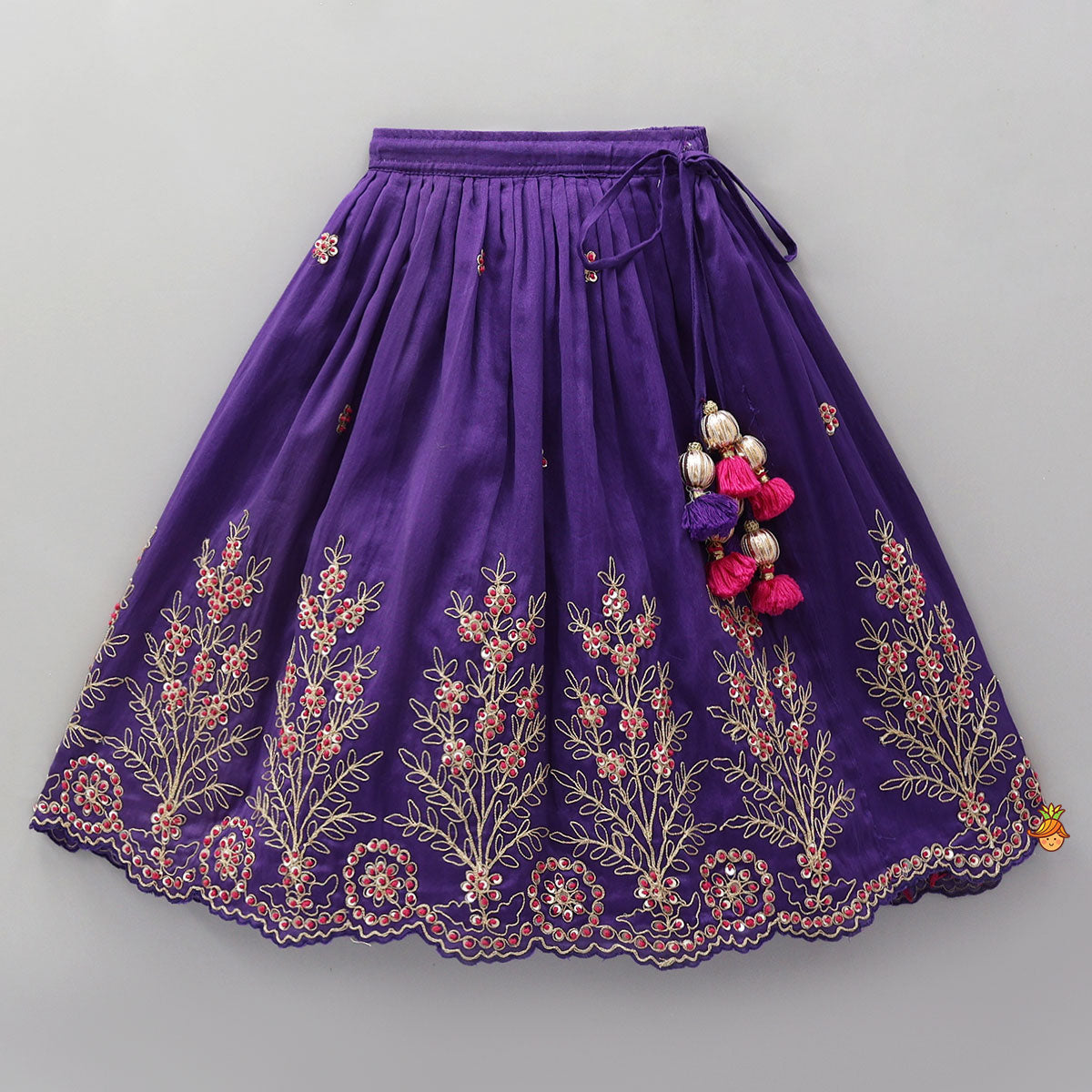 Pre Order: Gota Work Crop Top And Lehenga With Matching Dupatta