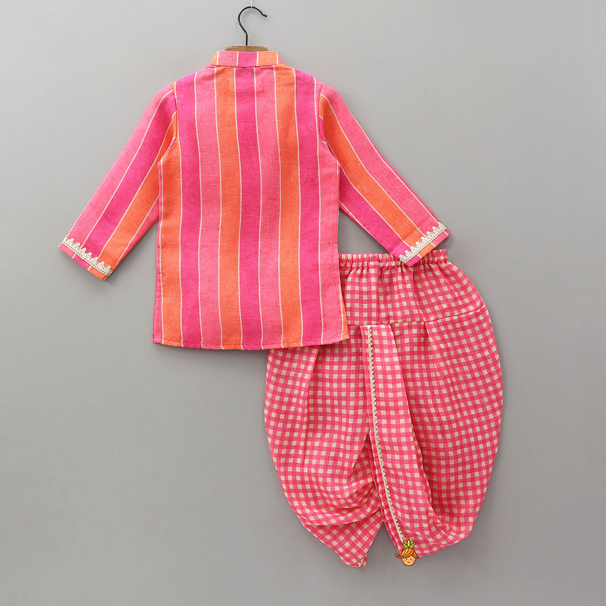 Striped Kurta With Checked Dhoti