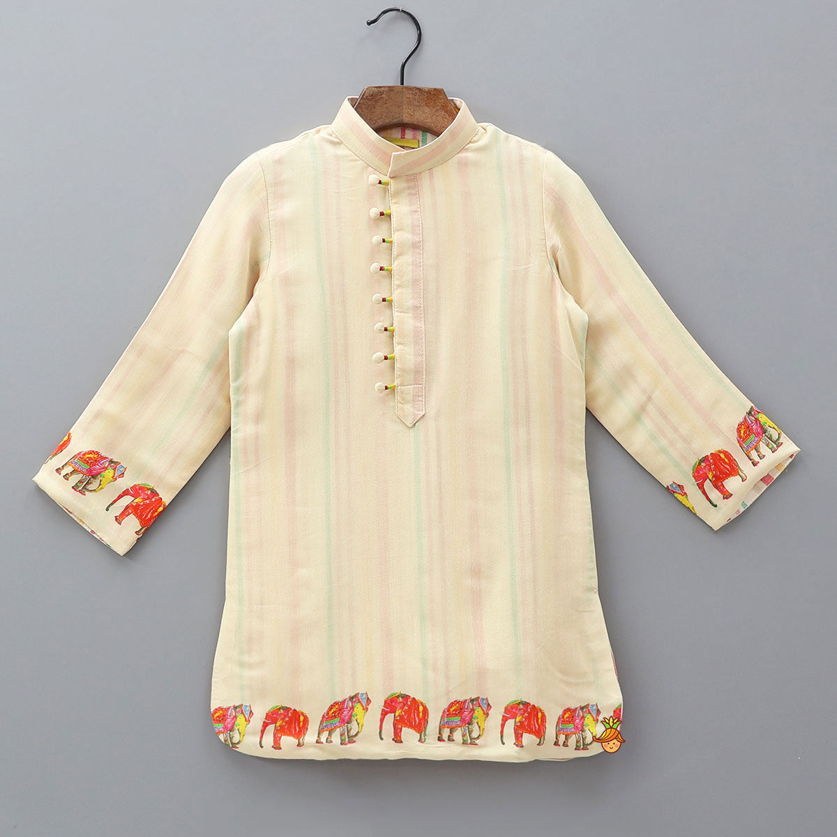 Pre Order: Striped Ethnic Kurta And Contrasting Salwar
