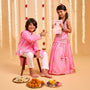 Hand Embroidered Strappy Top And Lehenga With Dupatta twinning model image 2