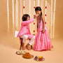 Hand Embroidered Strappy Top And Lehenga With Dupatta twinning model image 3