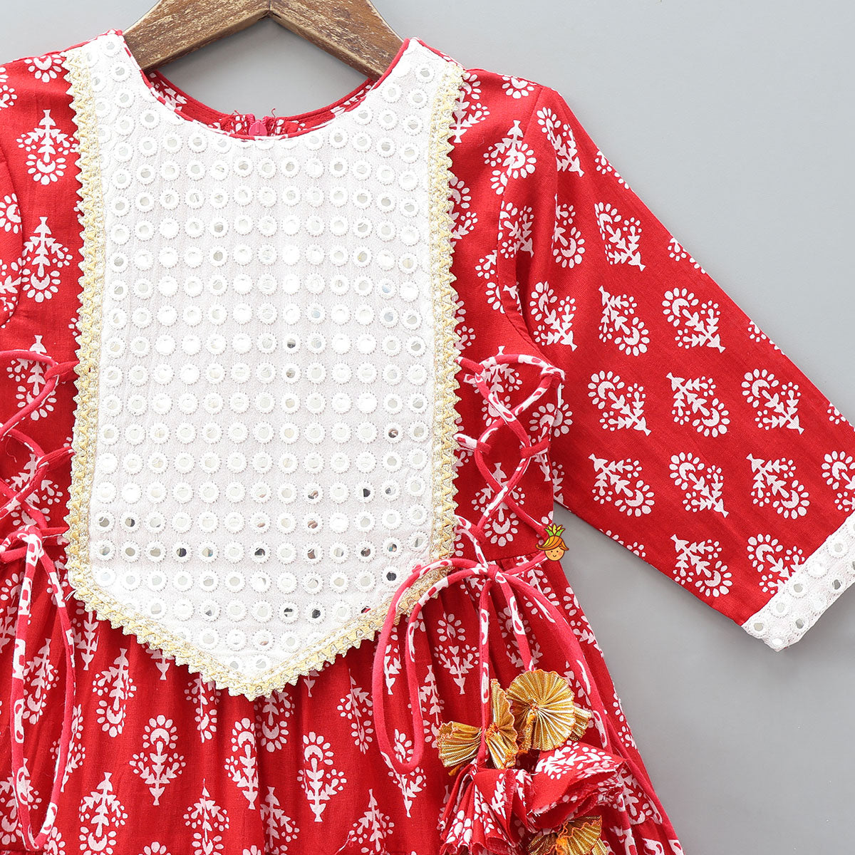 Faux Mirror Work Flared Kurti
