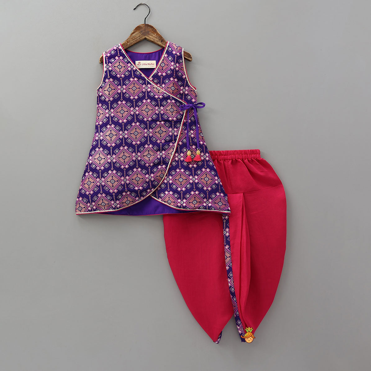 Front Tie Up Kurti And Contrasting Dhoti