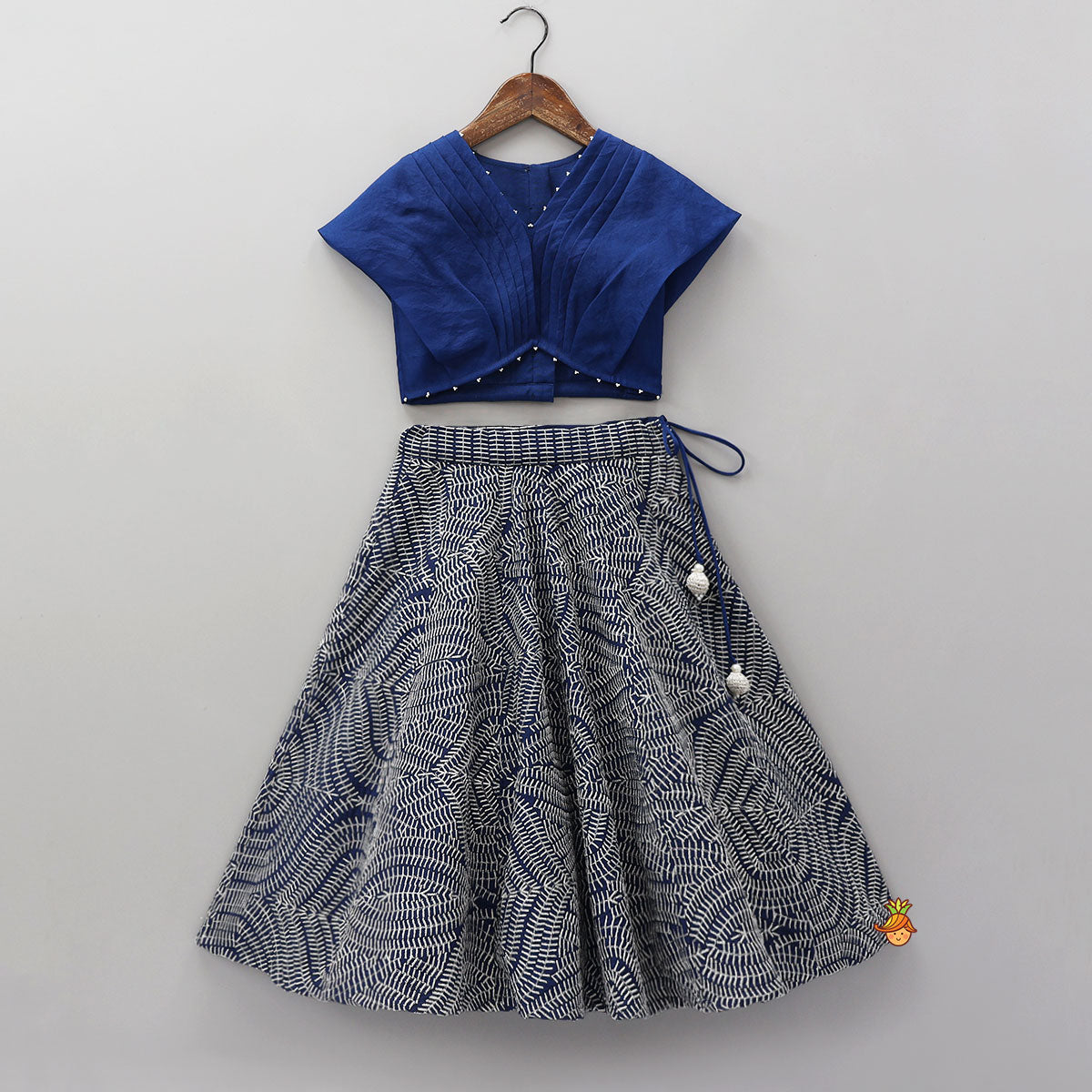 Pre Order: Lovely Pleated Crop Top And Heavy Embroidered Lehenga