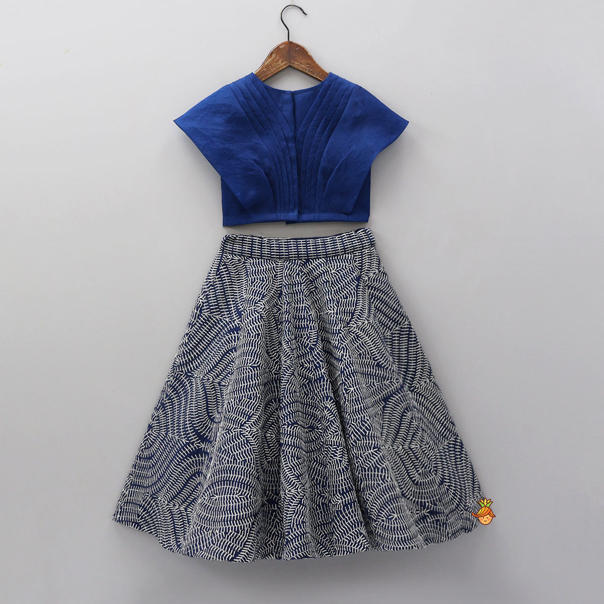 Pre Order: Lovely Pleated Crop Top And Heavy Embroidered Lehenga