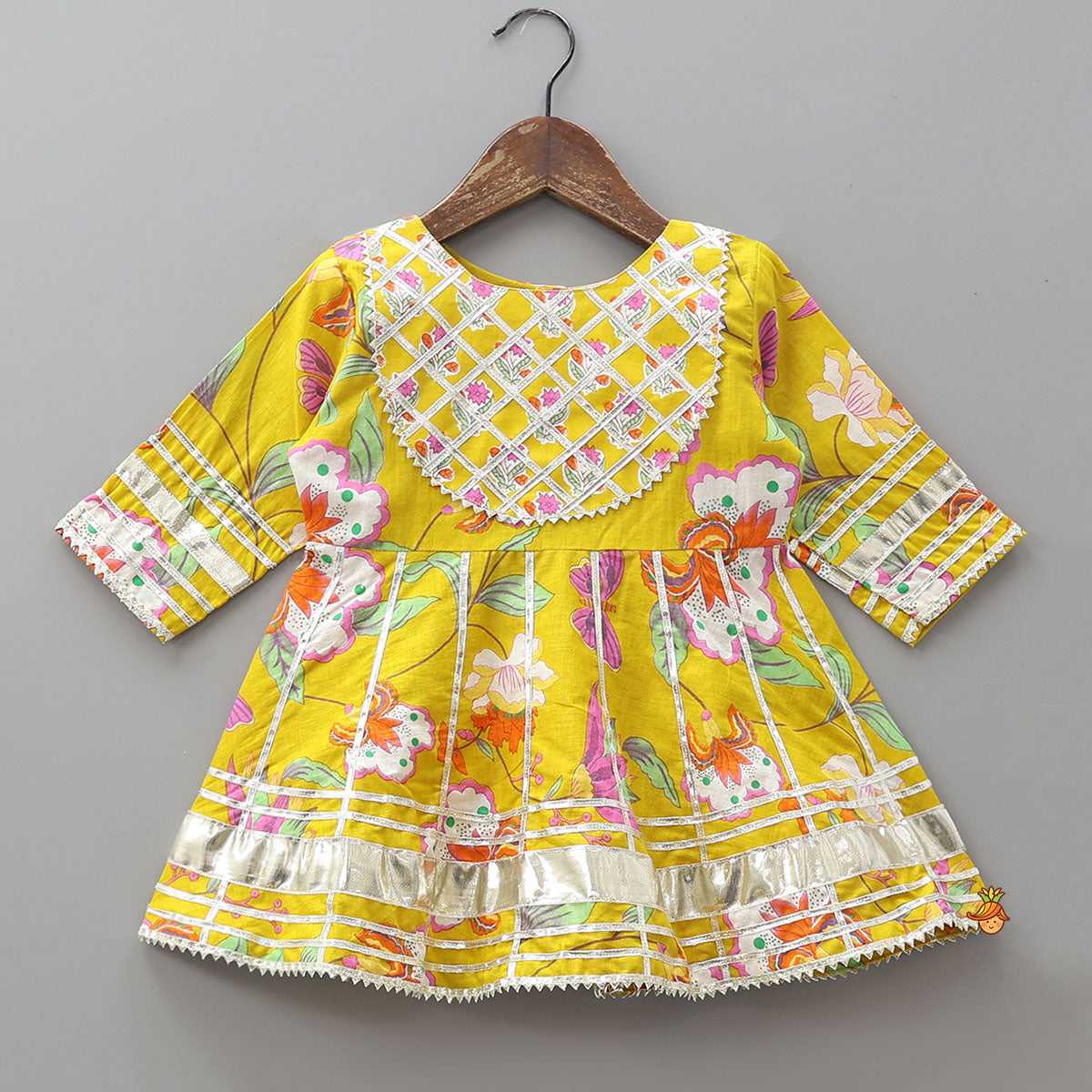 Gota Lace Work Printed Kurti And Sharara With Dupatta