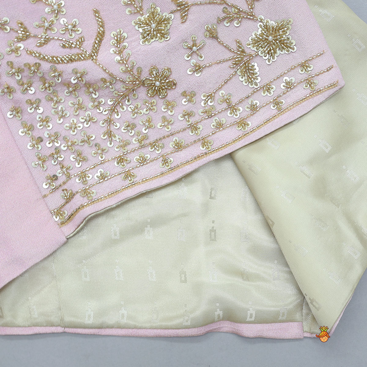 Silk Kurta With Shimmery Front Open Embroidered Jacket And Churidar