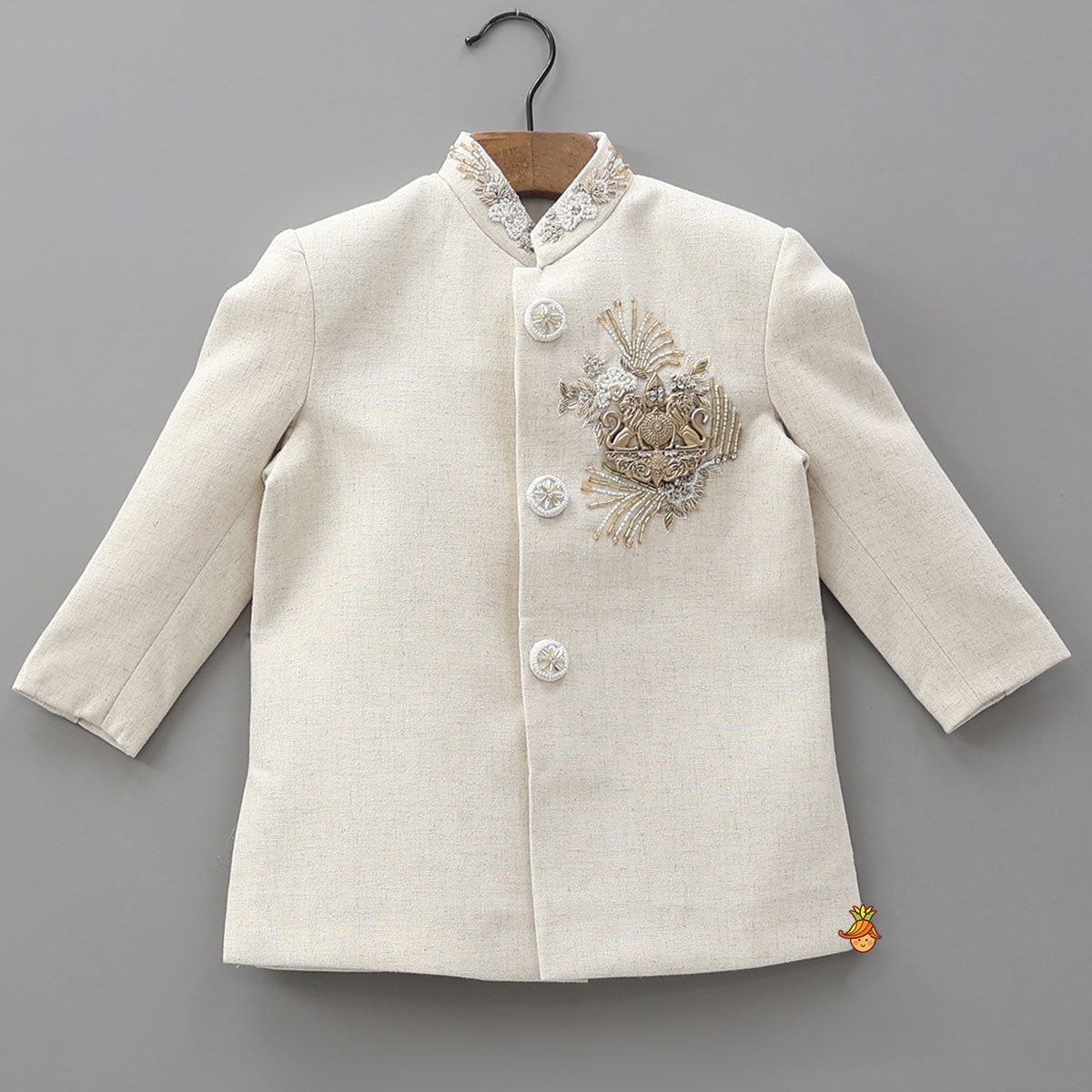 Handworked Sherwani With Attached Brooch And Pyjama