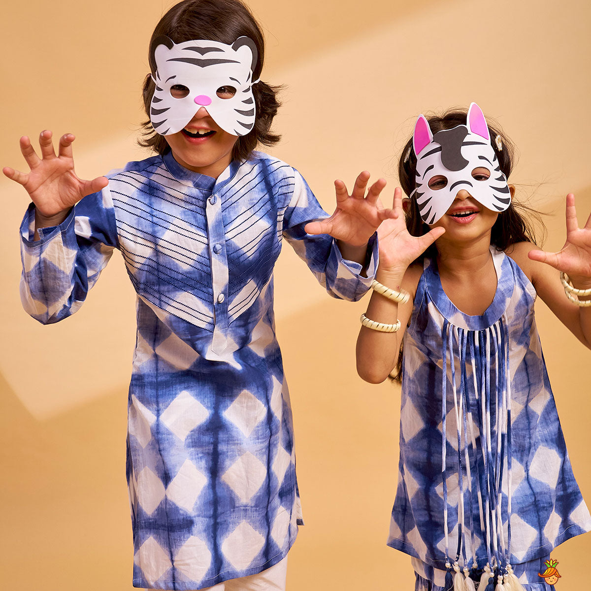 Hanging Fringes Tassel Detail Printed Kurti And Sharara twinning model image 4