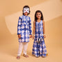 Thread Detailed Yoke Printed Ethnic Kurta And Pyjama twinning model image 1