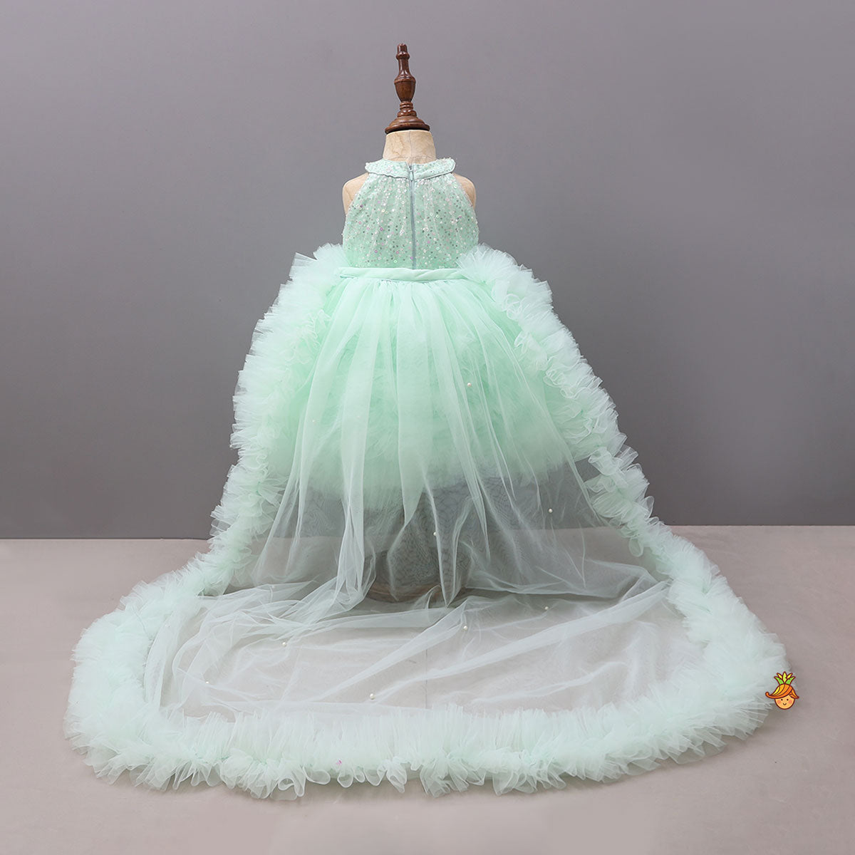 Sequin Work Trail Dress With Headband