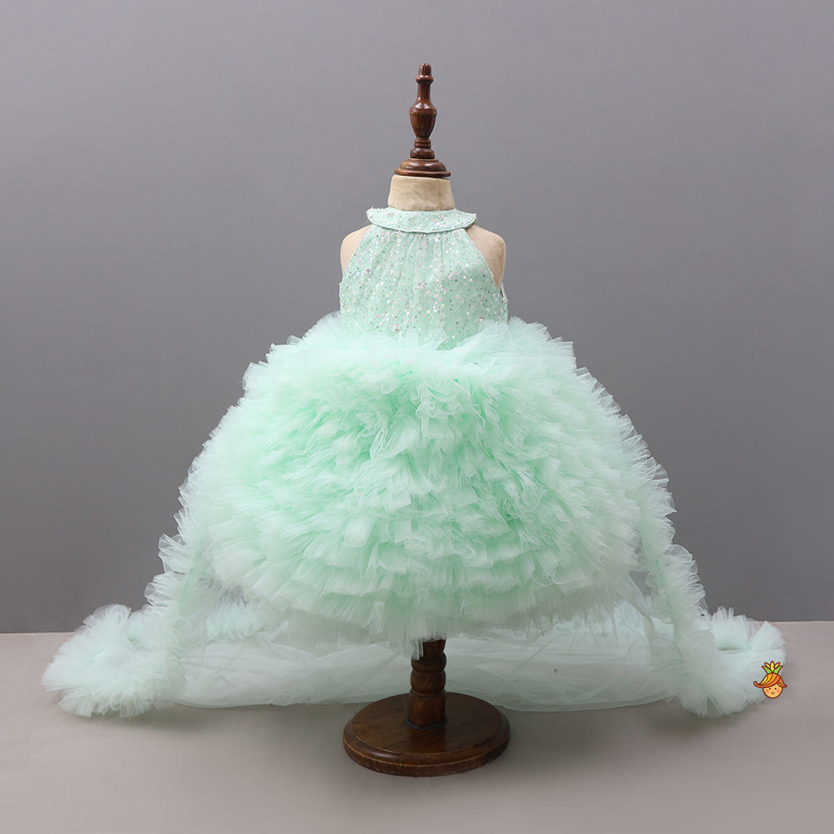 Sequin Work Trail Dress With Headband