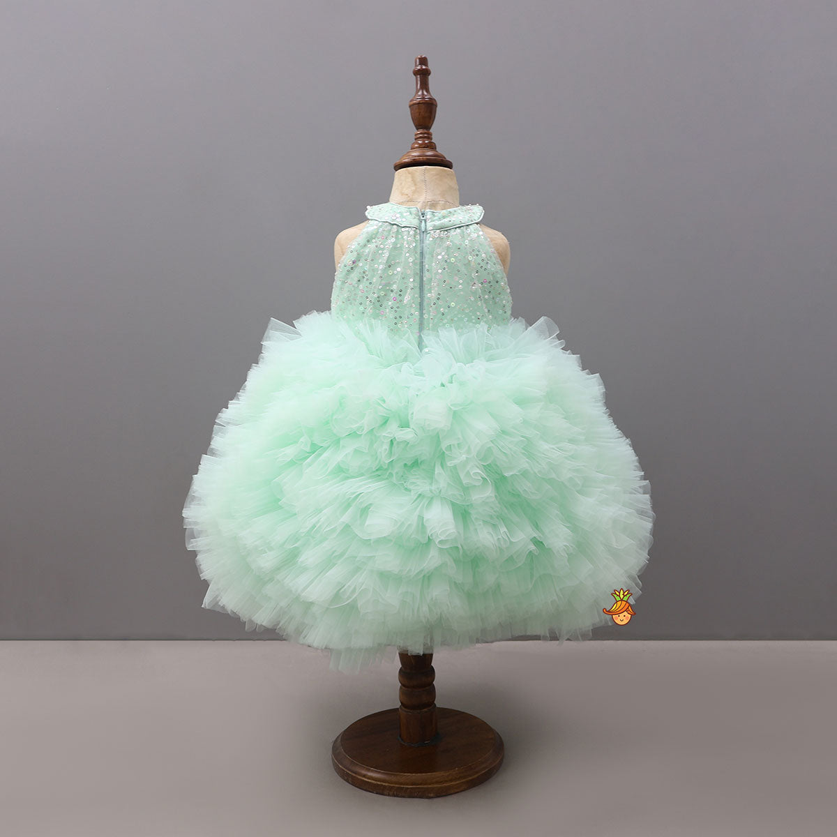 Sequin Work Trail Dress With Headband