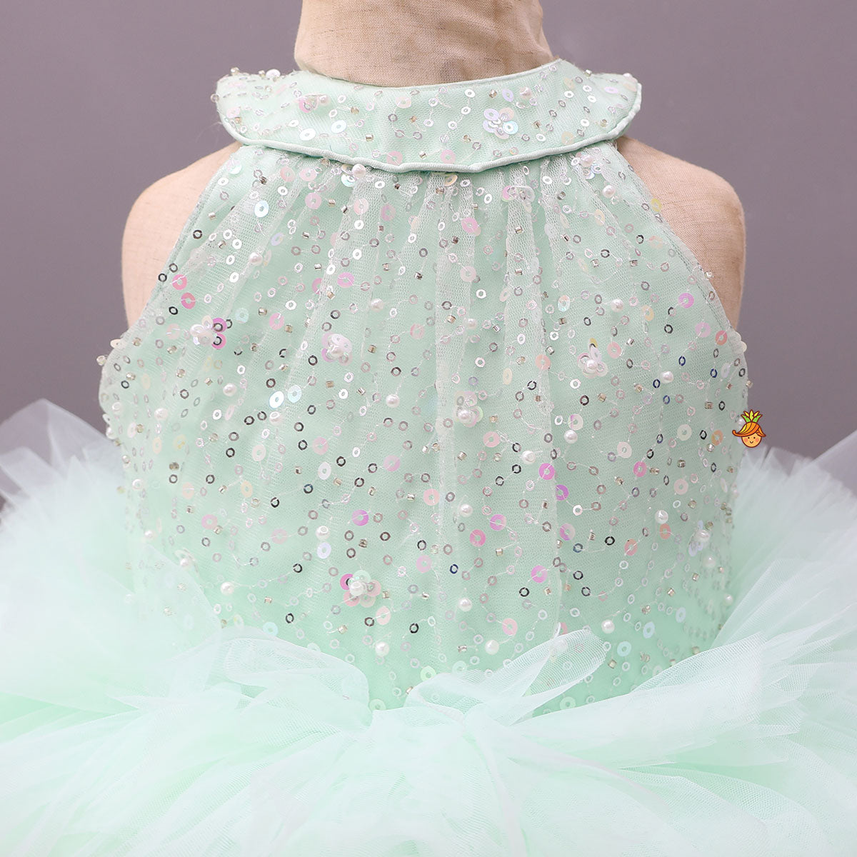 Sequin Work Trail Dress With Headband