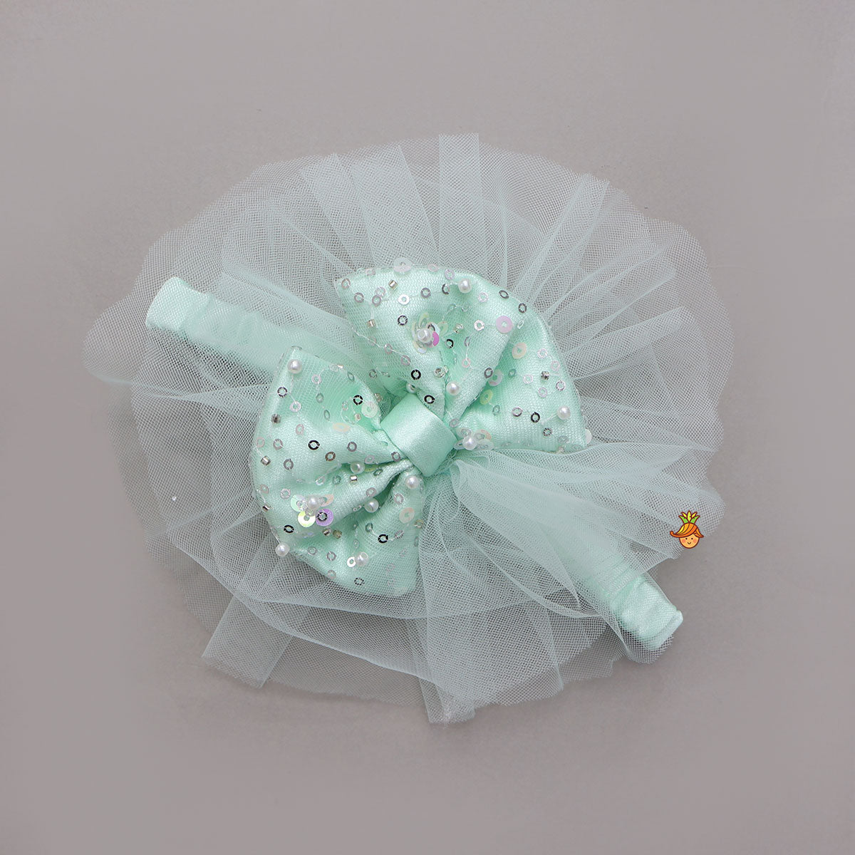 Sequin Work Trail Dress With Headband