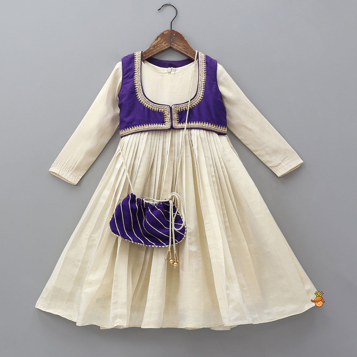Pre Order: Shimmery Anarkali With Hand Embroidered Crop Jacket