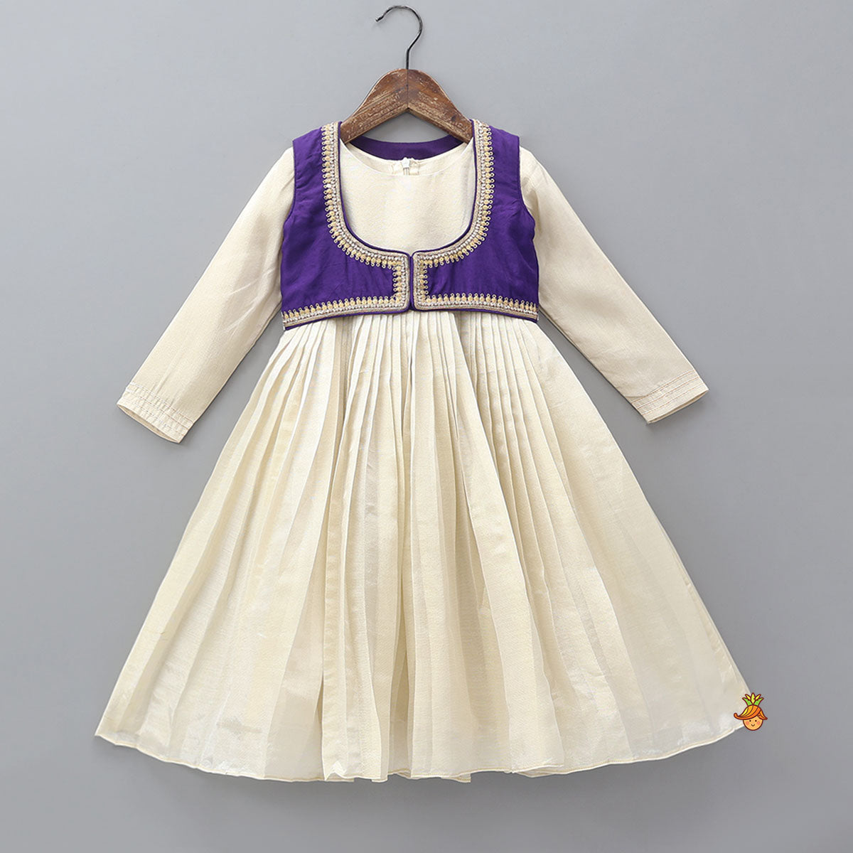 Pre Order: Shimmery Anarkali With Hand Embroidered Crop Jacket