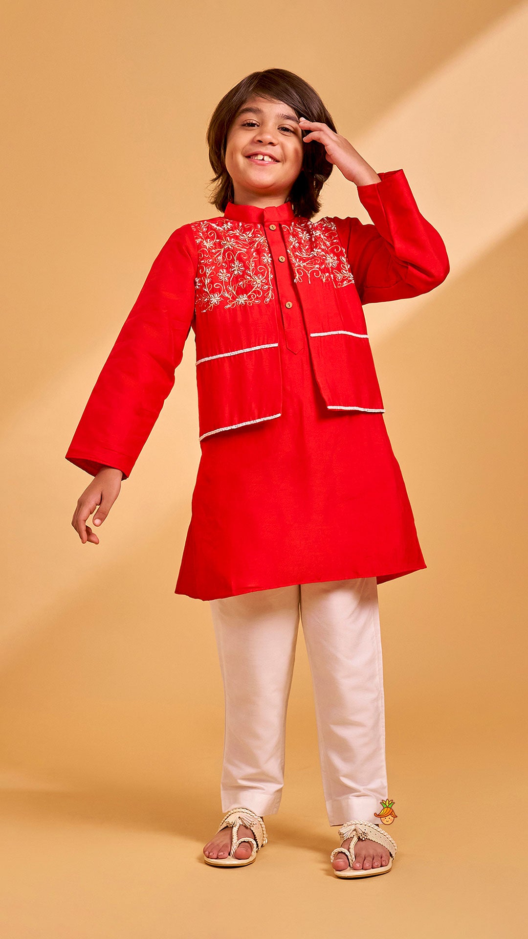 Pre Order: Hand Embroidered And Bead Embellished Kurta And Pyjama Set