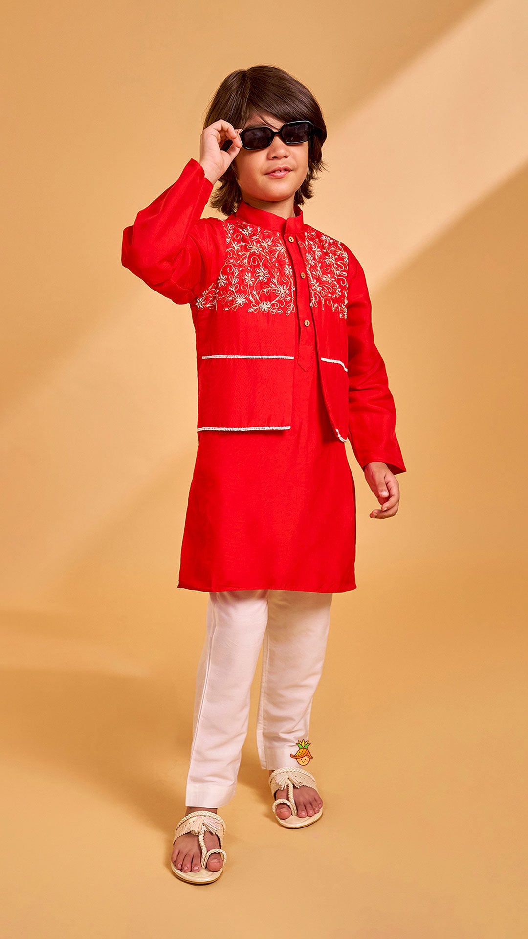 Pre Order: Hand Embroidered And Bead Embellished Kurta And Pyjama Set