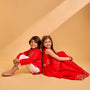 Overlap Style Crop Top and Layered Lehenga With Matching Dupatta twinning model image 2