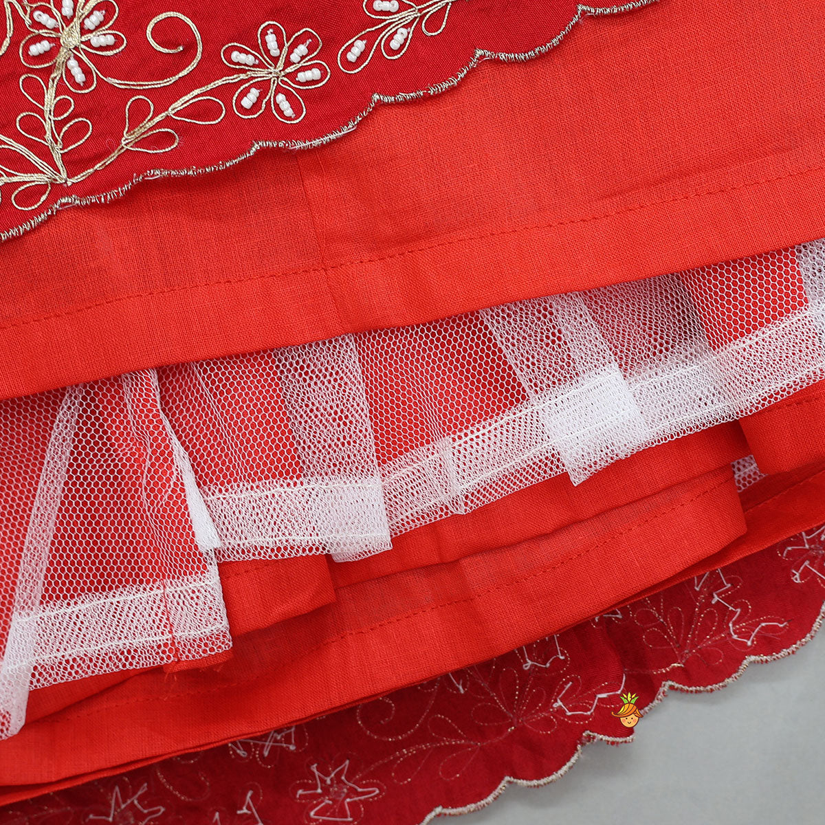 Pre Order: Overlap Style Crop Top and Layered Lehenga With Matching Dupatta