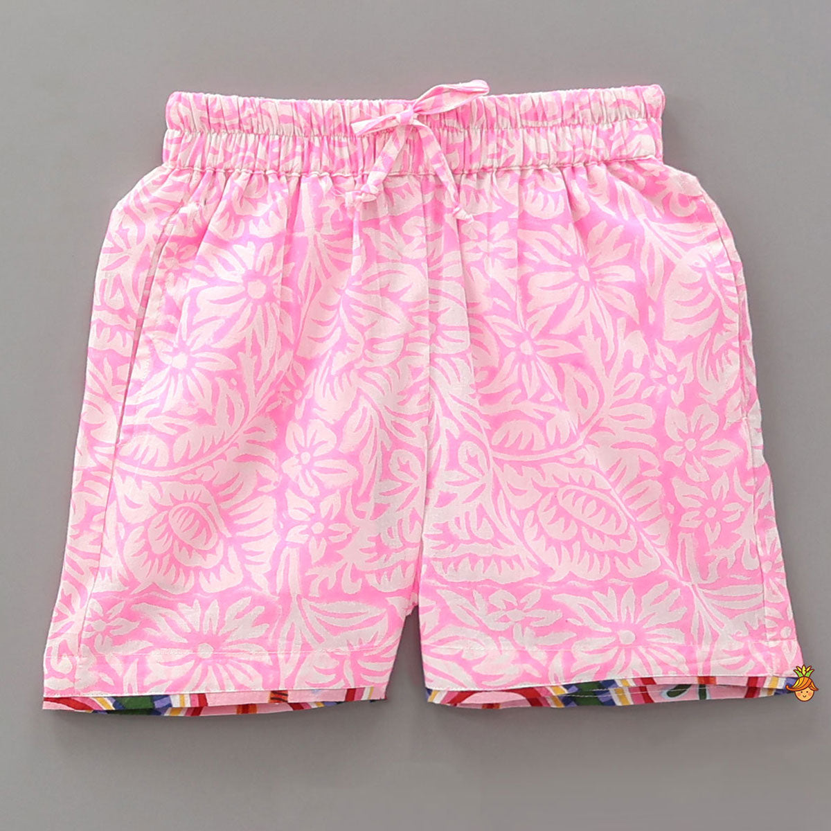 Pre Order: Hand Block Printed Tropical Design Top And Shorts