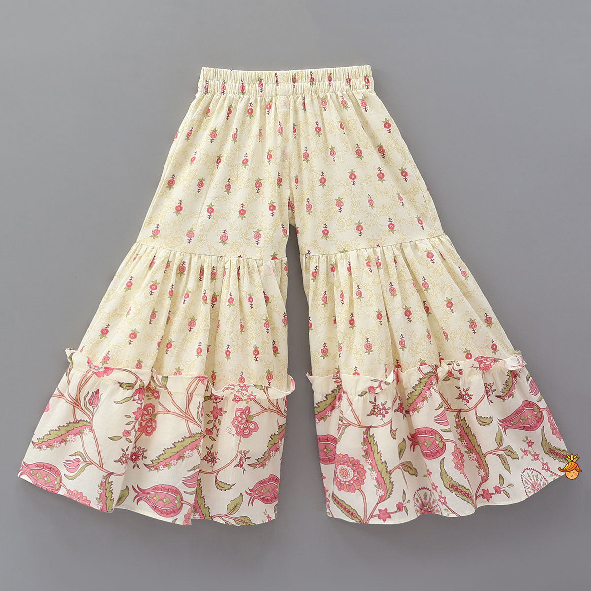 Printed Flap Top And Sharara With Matching Dupatta