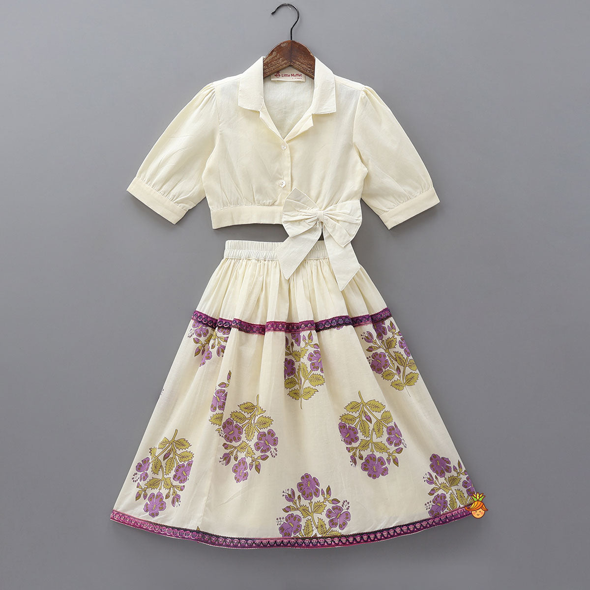 Shirt Style Top And Printed Lehenga