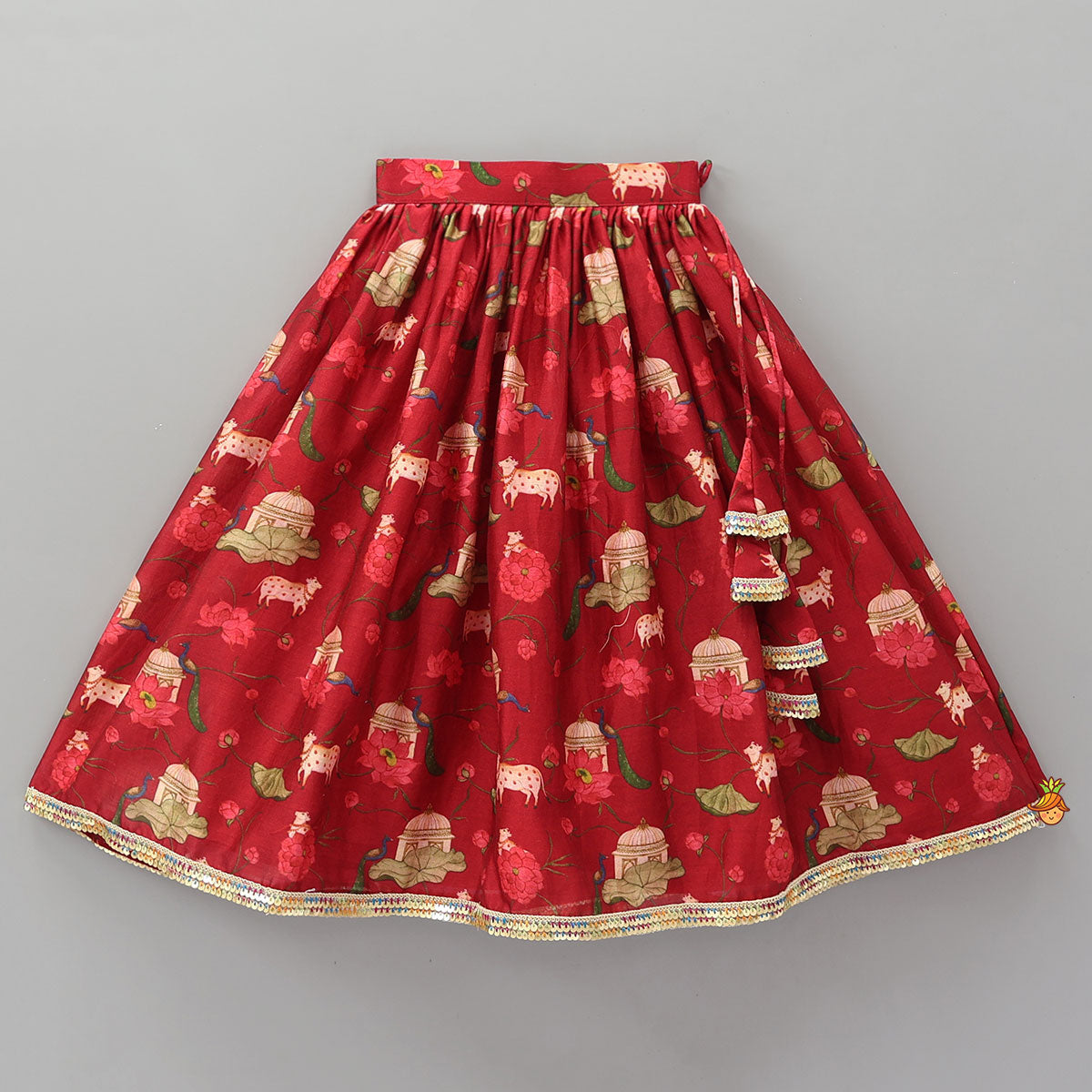 Pre Order: Ethnic Print Halter Neck Crop Top With Flared Lehenga